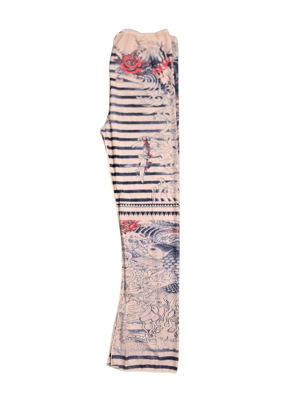 NWT | Sheer Tattoo Print Sleeveless Bodysuit & Striped Pants Set | XL - Picture 5 of 8